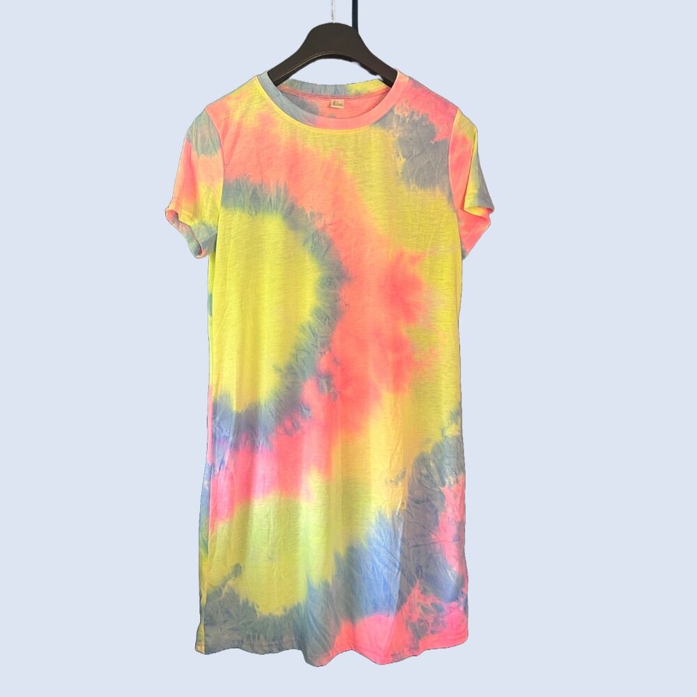 Bright Tie-Dye T-Shirt Dress – Large, Summer of Color